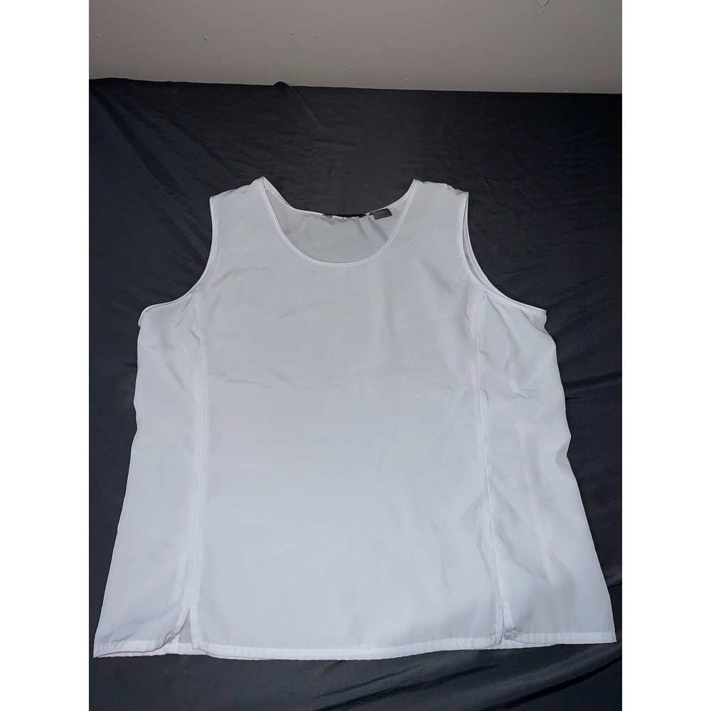 Investments Womens White Sleeveless Tank Top Blouse Size 14 Polyester Shell